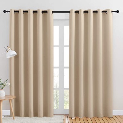 Set doua draperii semi-blackout, uni crem foto