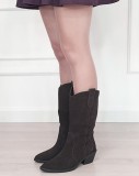 Cizme maro din piele naturala cu toc comod 6396 113