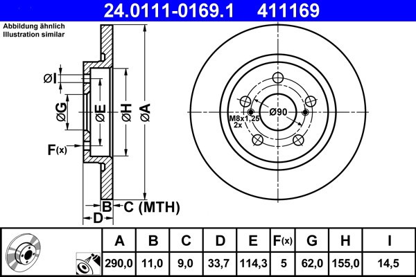 ATE 24.0111-0169.1 Disc frana