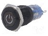 Intrerupator anti-vandalism, ON-ON, &Oslash;16mm, ONPOW - LAS2GQF-11ZDT/B/24V/A