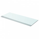 Set 2 Rafturi Gossi Sticla Transparenta 70x25cm, Grosime 8mm, Sarcina Max 15kg, Raft Suspendat, Mobila Depozitare Perete