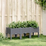 VidaXL Jardinieră de grădină cu picioare, albastru gri, 120x40x42 cm, PP