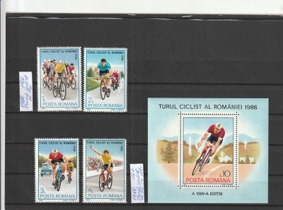ROMANIA 1986 LP 1166 LP 1167 CICLISM SERIE+COLITA MNH NESTAMPILATE foto