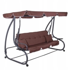Balansoar gradina, 4 locuri, maro, 220x120x162 cm, functie pat, Linda foto
