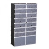 HOMCOM Organizator Pantofi Modular, 16 Cuburi, Ușor de Asamblat, Material PP, Design Modern, Alb și Negru, 95x37x160cm | Aosom Romania