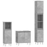 Set dulapuri de baie, 3 piese, gri beton, lemn prelucrat