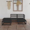 Gossi set mobilier de gradina, 5 piese, negru, lemn masiv de pin