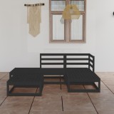 Gossi set mobilier de gradina, 5 piese, negru, lemn masiv de pin