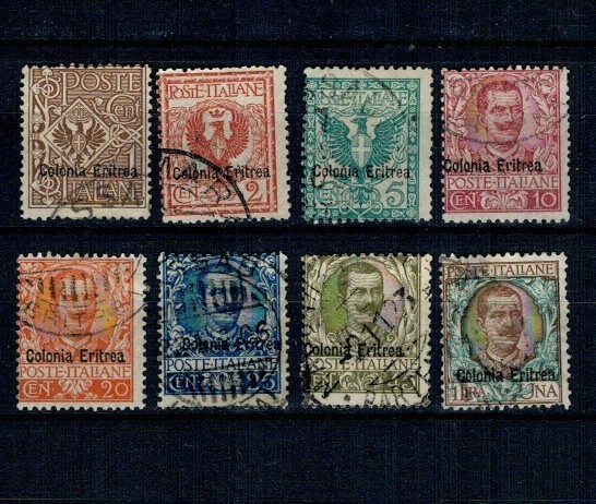 Eritrea Italiana 1903 - Uzuale, Mi.No.19-24, 26, 28 stampilate