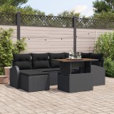 Set canapele grădină vidaXL 7 piese cu perne negre din ratan poli