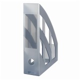 Suport reviste plastic Herlitz gri transparent