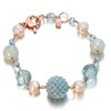 Bratara dama argint 925 placat aur roz, cuart, amazonit, acvamarin, perle cultura, Special Plus, reglabilă, cutie cadou