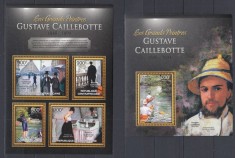 R.Centrafricana - Pictura - GUSTAVE CAILLEBOTTE - BL + KB - MNH - MI. 30 Eur. foto
