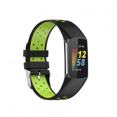 Curea Bratara sport Edman pentru Fitbit Charge 5, Negru/Verde