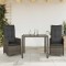 vidaXL Set bistro de grădină cu perne, 3 piese, gri, poliratan 3277031