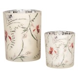 Cumpara ieftin Set 2 suporturi lumanari sticla Flower 7x8 cm, 10x13 cm