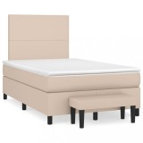 Cumpara ieftin Pat box spring cu saltea, cappuccino, 120x190cm piele ecologica