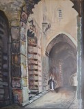 Cumpara ieftin Stradă din Damasc, acuarelă veche semnată P. Scorţesco, Peisaje, Acuarela, Realism