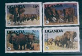 Uganda 1983 elefanți, fauna animale serie 4v Nestampilata