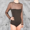 Body Dama Elegant Luan, Bumbac &amp; Tulle, Negru, Marimea M, Model Tanga, Lenjerie Intima Sexy, Confortabil si Rafinat