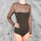 Body Rafinat din Bumbac și Tulle - Negru - M - Tanga
