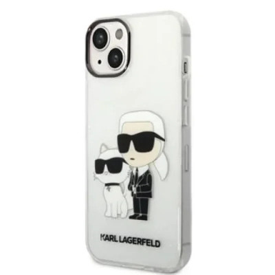 Husa Karl Lagerfeld IML Glitter Karl and Choupette NFT pentru iPhone 14 Plus Transparent foto
