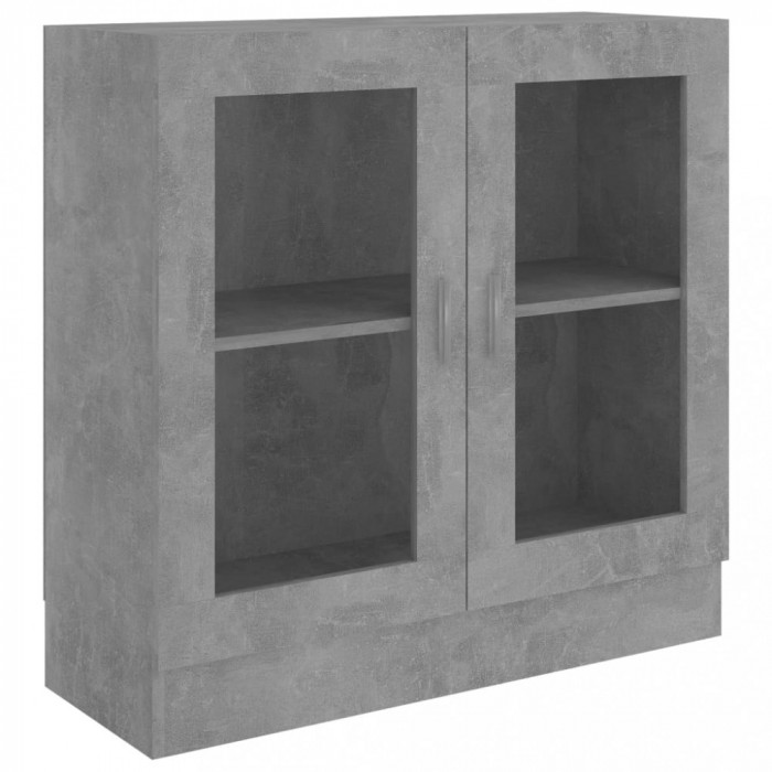 Dulap cu vitrină, gri beton, 82,5 x 30,5 x 80 cm, PAL