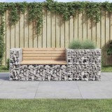 Cumpara ieftin Bancă de grădină cu coș gabion, lemn masiv de pin