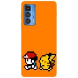 Husa compatibila cu Motorola Moto G71 5G model Ash and Pikachu Pokemon, Silicon, TPU, Viceversa, Transparent, Carcasa