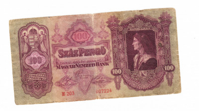 Bancnota Ungaria 100 pengo 1930, stare foarte buna foto