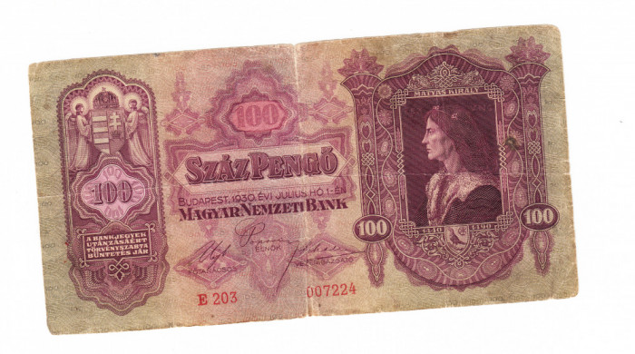 Bancnota Ungaria 100 pengo 1930, stare foarte buna