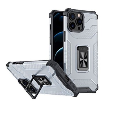 Husa de protectie flippy compatibila cu apple iphone 13 pro acrylic armor cu suport negru foto