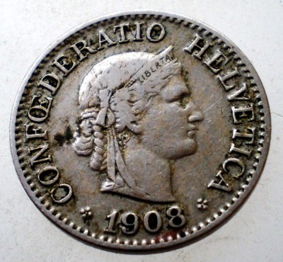 7.079 ELVETIA 10 RAPPEN 1908 B foto