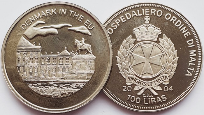 2617 Ordinul din Malta 100 Liras 2004 Denmark in the EU