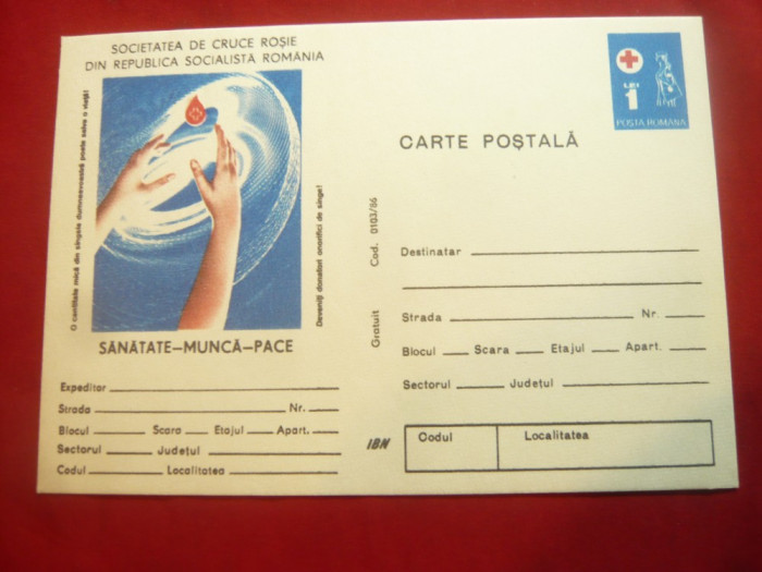 Carte Postala ilustrata Crucea Rosie cod 103/86