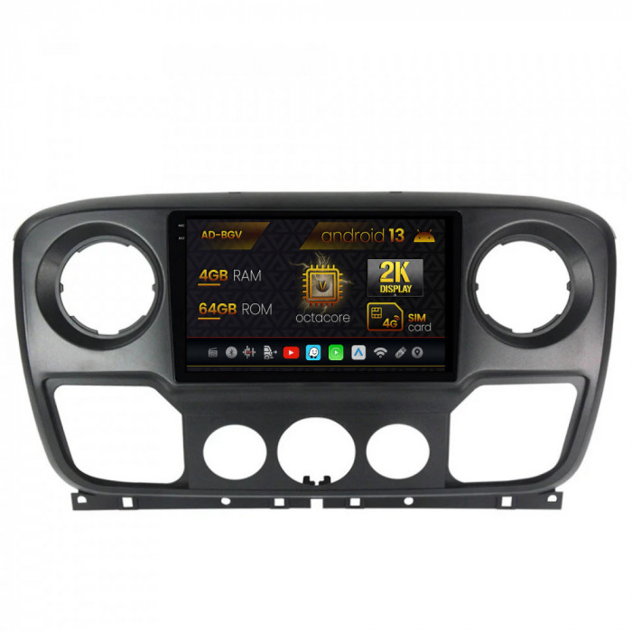 Navigatie Opel Movano Renault Master (2011-2021), Android 13, V-Octacore 4GB RAM + 64GB ROM, 9.5 Inch - AD-BGV10004+AD-BGRKIT380V2