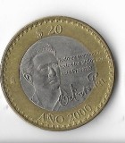 Moneda 20 pesos 2000, Octavio Paz - Mexic, America Centrala si de Sud, Cupru-Nichel