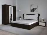 Dormitor Dante Magia Alb cu Pat Matrimonial 160 cm x 200 cm Dulap usi Glisante Royal cu Oglinda Noptiere fara comoda Tv