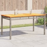 VidaXL Masă de grădină, gri, 140x80x75 cm, poliratan și lemn acacia