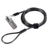 Cablu de securitate cu cifru, oscilatie 90&deg;, lock 6.3 mm, forma T, pentru laptop, accesorii birou, Gri Inchis, Oem