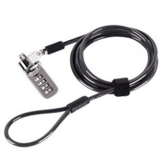 Cablu de securitate cu cifru, oscilatie 90&deg;, lock 6.3 mm, forma T, pentru laptop, accesorii birou, Gri Inchis