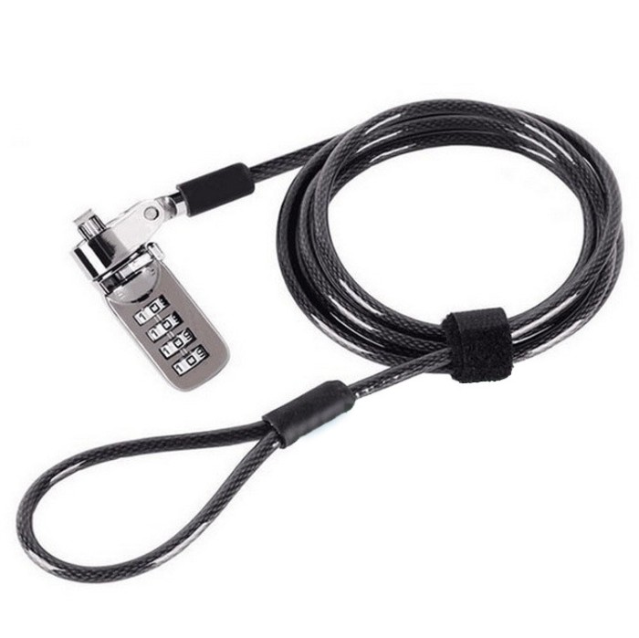 Cablu de securitate cu cifru, oscilatie 90&deg;, lock 6.3 mm, forma T, pentru laptop, accesorii birou, Gri Inchis