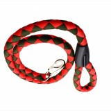 Lesa cordelina Pufo confortabila pentru caini, 125 cm, sistem carabiniera cu vartej, rezistenta, rosu/ verde