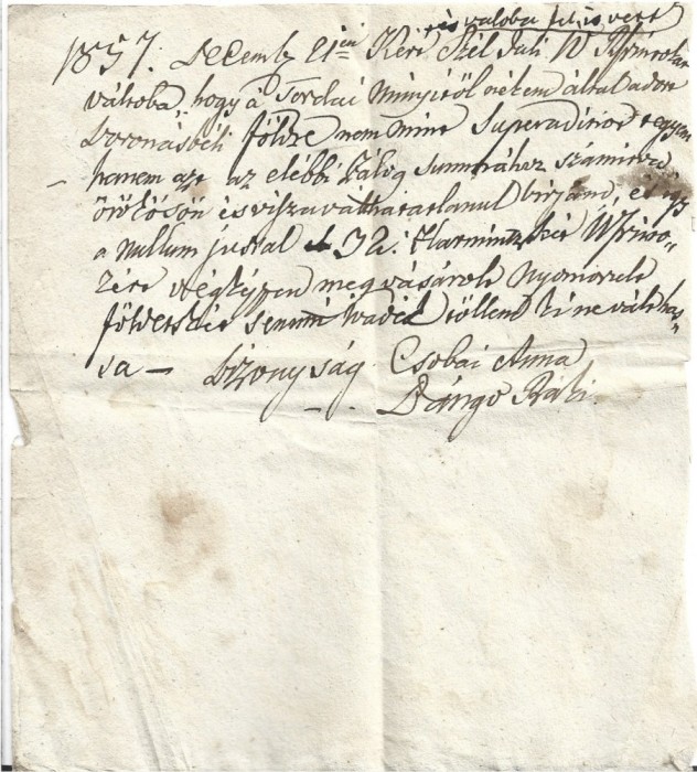 A3791N Zălogire pentru un &icirc;mprumut de florini renani, limba maghiară, Transilvania, 1857/Magyar nyelvű okirat, 1857