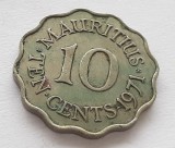 322. Moneda Mauritius 10 cents 1971 (tiraj 300.000 buc), Africa