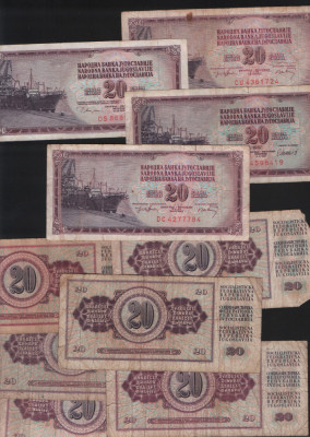 Iugoslavia Yugoslavia 20 dinari dinara 1974 78 81 VG F VF pret pe bucata foto