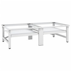 Gossi suport masina de spalat/uscator, cu rafturi retractabile, alb