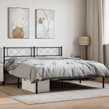 VidaXL Cadru de pat metalic cu tăblie, negru, 140x190 cm