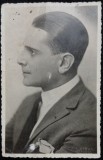 Fotografie tip Carte Postala, Profil de barbat, perioada interbelica