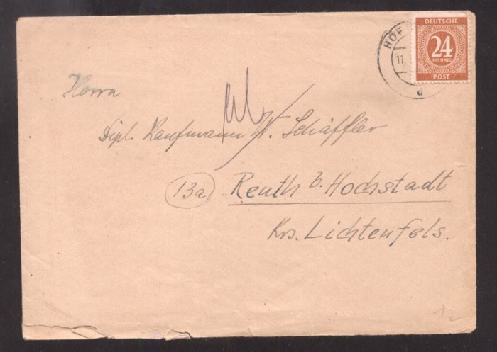 Germany 1947 Postal History Rare Cover Hochstadt D.693